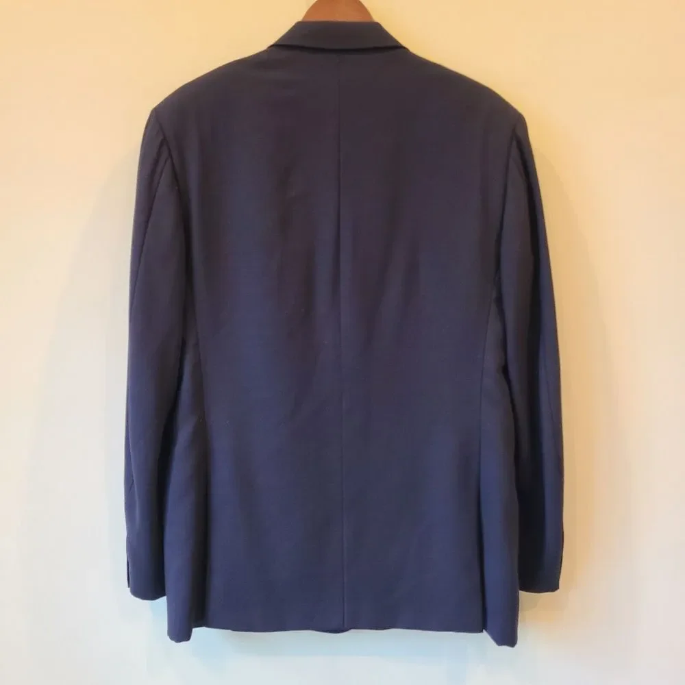 Cantarelli Mens 100% Wool Blazer Sport Coat Navy Blue Size 54 Formal Party